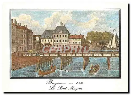 Moderne Karte Bayonne Vieilles Gravures de 1835 Vue du Pont Mayour et de la Place de la Comedie e Bayonne