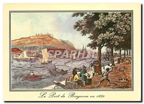 Cartes postales moderne Bayonne Vieilles Gravures de 1850 Le Port de Bayonne avec ses quais et ses marchands face a la C