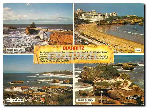 Cartes postales moderne Biarritz Rocher de la Vierge Plage Port des Pecheurs Rocher du Basta