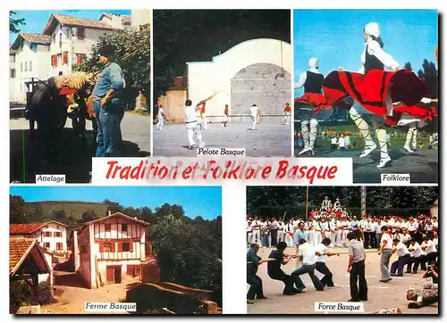 Cartes postales moderne Tradition et Folklore Basque Attelage Pelote Basque Folklore Ferme Basque Force Basque