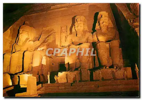 Moderne Karte Abu Simbel Temple illuminated by Night