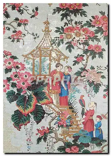 Cartes postales moderne Jardin chinoise avec pagode et personnages Papier peint
