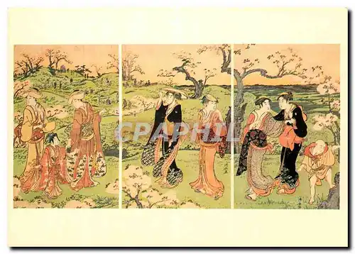 Cartes postales moderne Viewing the Cherry Blossom at Asuka in Edo PC 1849 Tori Kiyonaga