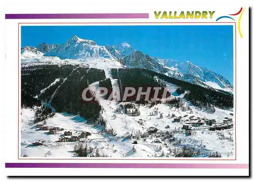 Cartes postales moderne Vallandry Savoie Vue generale aerienne avec Plan Peisey en fond