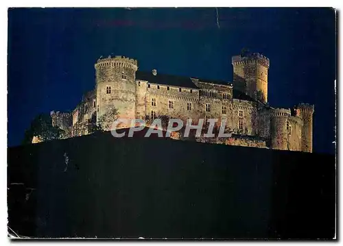 Moderne Karte Le Lot Terre des Merveilles Castelnau Bretenoux vu de nuit Le Chateau