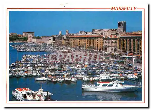 Moderne Karte Marseille Bouches du Rhone Le quai du port et l'hotel de ville