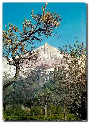 Moderne Karte Chamonix Mont Blanc L'Aiguille du Midi Au printemps