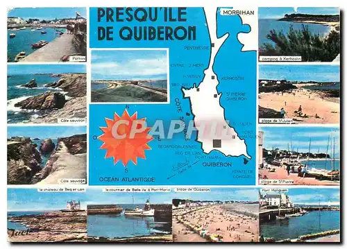 Cartes postales moderne Presqu ile de Quiberon Ses sites Touristiques Portivy Cote Sauvage Ch�teau de Berg et Lan Courri