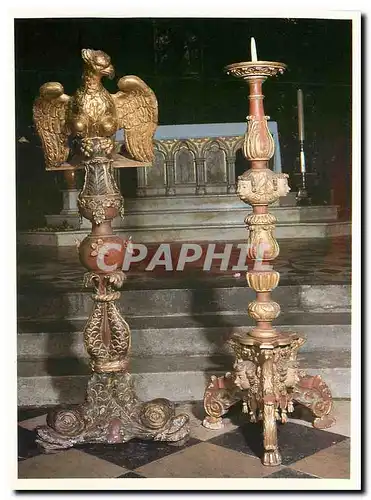 Moderne Karte Cathedrale Sainte marie d'Oloron Lutrin et Chandelier pascal