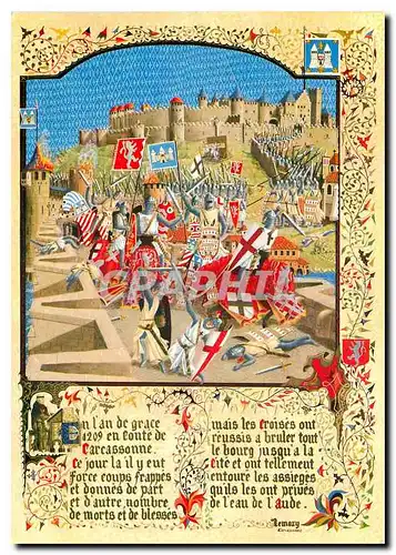 Cartes postales Histoire du Catherine Les troupes de Simon de Montfort attaquent Carcassonne