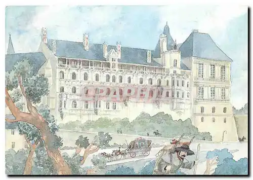 Moderne Karte Blois la facade des loges Aquarelle de Ph Legendre Kvater 1988