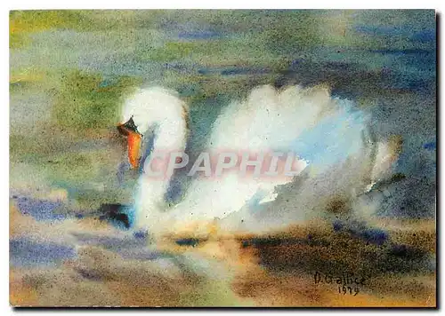 Cartes postales moderne Odette Gallice Le Cygnes Aquarelle Cygne