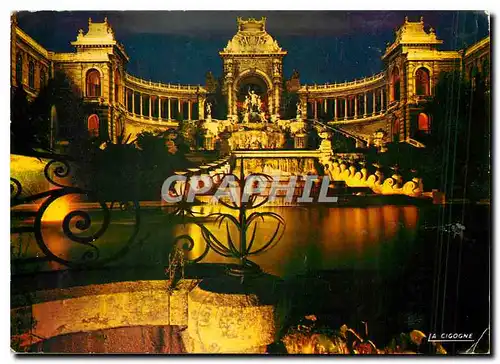 Cartes postales moderne Marseille la Nuit Le Palais Longchamp