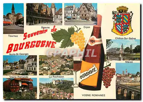 Moderne Karte Souvenir de Bourgogne Dijon Vosne Romanee