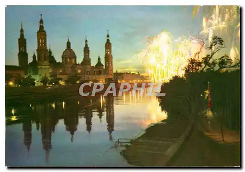 Cartes postales moderne Zaragoza Nocturno Basilica del Pilar