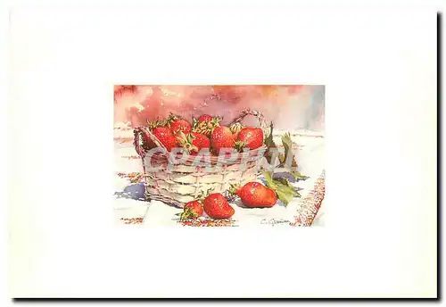 Cartes postales moderne Les fraises aquarelle de Christian Graniou