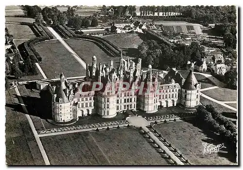 Moderne Karte Chambord Loir et Cher Vue aerienne Le Chateau Facade Nord