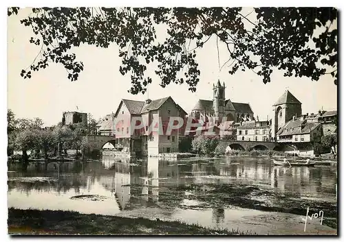 Moderne Karte Moret sur Loing S et M La ville vue de la rive droite du Loing