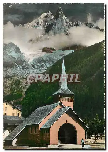 Cartes postales moderne Chamonix Haute Savoie Chapelle des Praz Aiguilles Verte et du Dru