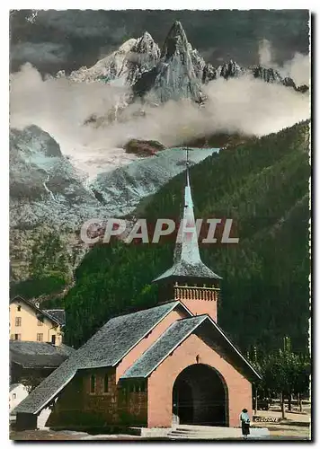 Moderne Karte Chamonix Haute Savoie Chapelle des Praz Aiguilles Verte et du Dru