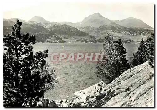 Moderne Karte Lac des Bouillouses PO Au fond montagne Le Carlitte