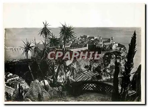 Moderne Karte Le Rocher de Monaco vu des Jardin Exotiques