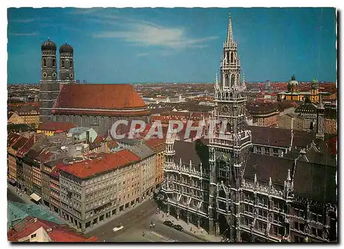 Moderne Karte Munchen Neues Rathaus mit Frauenkirche