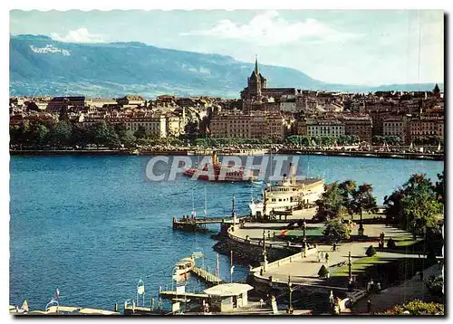 Moderne Karte Geneve Vue generale sur la rade et la ville