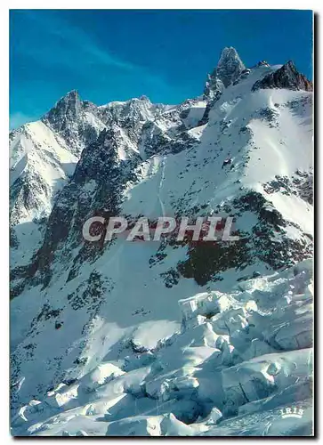 Moderne Karte Massif du Mont Blanc Dans la Vallee Blanche les aretes de Rochefort depuis les seracs
