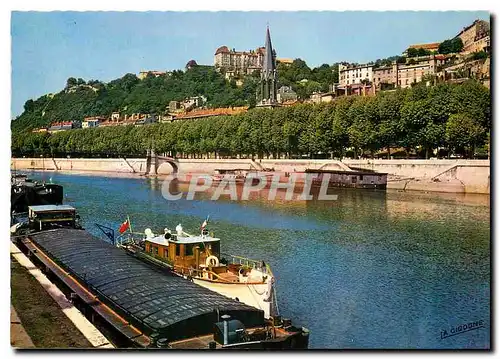 Cartes postales moderne Lyon La Saone Passerelle et Eglise Saint Georges