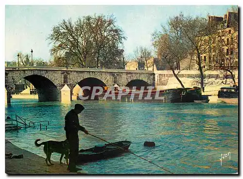 Cartes postales moderne Paris La Seine au Pont Marie Bateau Peniche Peche Pecheur