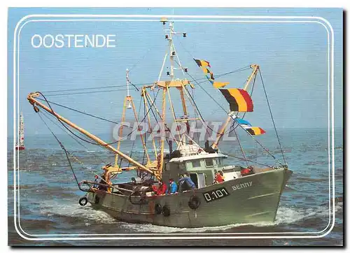 Moderne Karte Oostende Visserssloep Barque de Peche