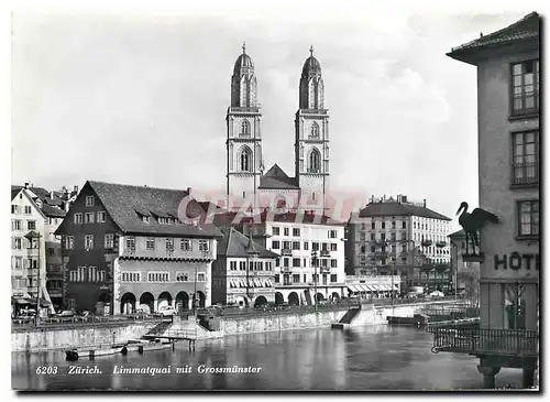 Moderne Karte Zurich Limmatquai mit Grossmunster