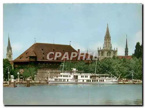 Moderne Karte Konstanz am Bodensee Hafen mit Konzil und Basilika