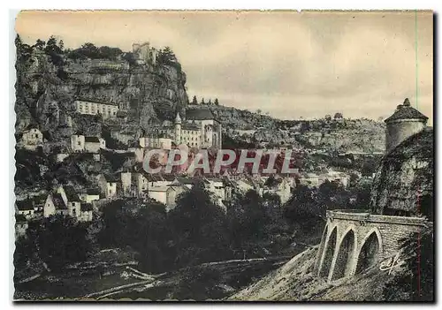 Moderne Karte Rocamadour La Ville vue de la route de Cahors et le Pigeonnier