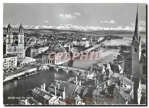 Cartes postales moderne Zurich und die Alpen