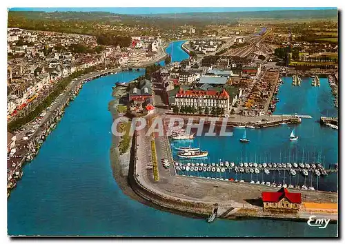 Moderne Karte Trouville Calvados Vue generale aerienne La Touques Le Portde Plaisance