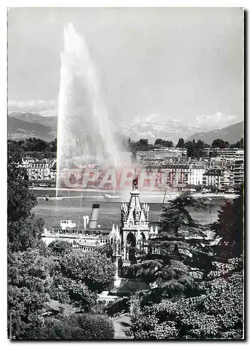 Moderne Karte Geneve Monument Brunswick et le jet d'eau