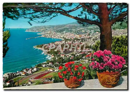 Moderne Karte Riviera dei Flori S Remo Panorama da Levante Vue generale prise de levant