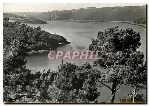 Cartes postales moderne Pont de Terenez Finistere L'Aulne en amont du pont vers Rosnoen et Tregarvan