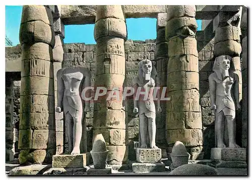 Moderne Karte Egypt Luxor Cour du Temple Amon avec des Statues de Ramses II