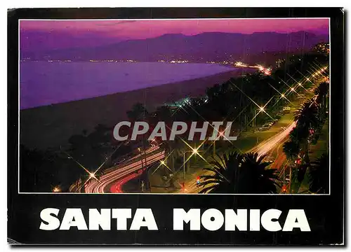 Moderne Karte Santa Monica California Palisades Park at dusk overlooking beautiful Santa Monica Bay
