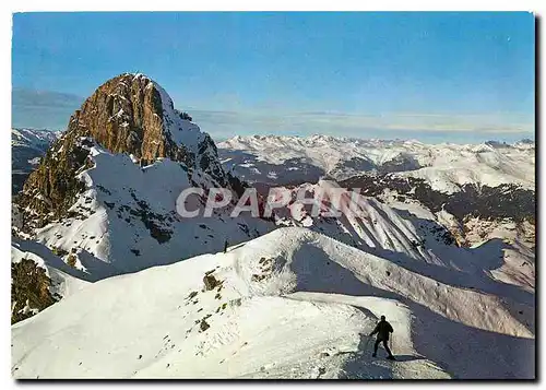 Moderne Karte Courvechel Savoie Depuis la Saulire vue sur la Croix des Verdons descente et piste vers Meribel