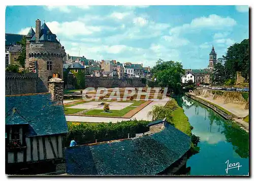 Moderne Karte Vannes Morbihan Le Chateau Les remparts Au fond l'Eglise Saint Patern