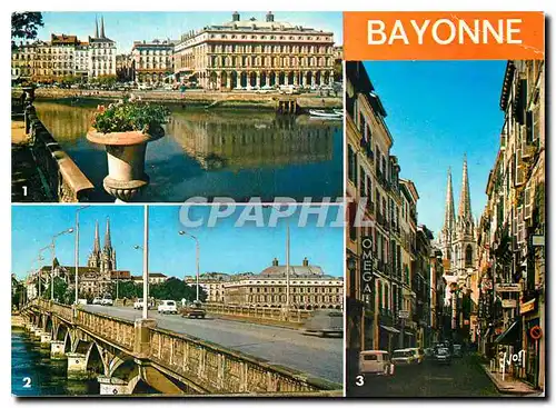 Moderne Karte Bayonne Pyrenees Atlantiques Le Theatre Le Pont Saint Esprit les Tours de la Cathedrale Rue Port