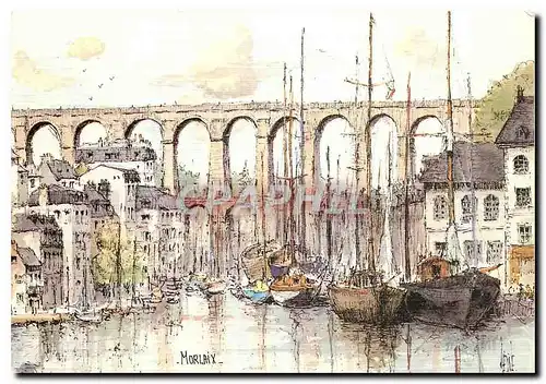 Cartes postales moderne Morlaix aquarelle originale de Robert Lepine