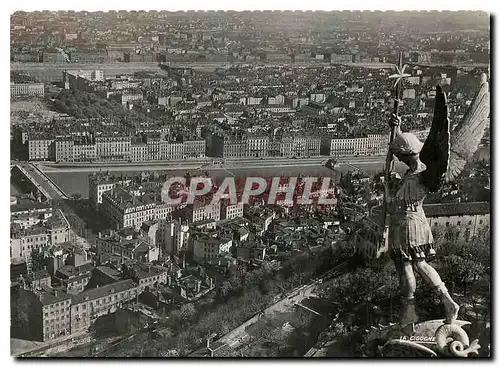 Moderne Karte Lyon Vue generale prise de Fourviere