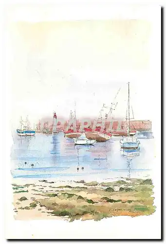 Cartes postales moderne Ile d'Oleron Maree montante dans le port de la Cotiniere Aquarelle de Claude Veyssiere