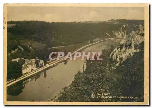 Moderne Karte Waulsort Le Chateau et la Meuse en aval