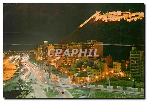 Cartes postales moderne Alicante Vista nocturna Castillo y Playa del Postiguet